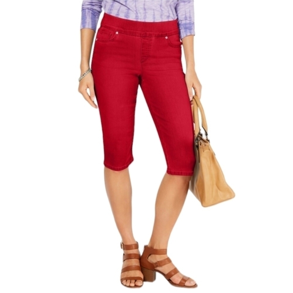 Style & Co Red Skimmer Avery pull on capri pants NEW - Picture 1 of 11